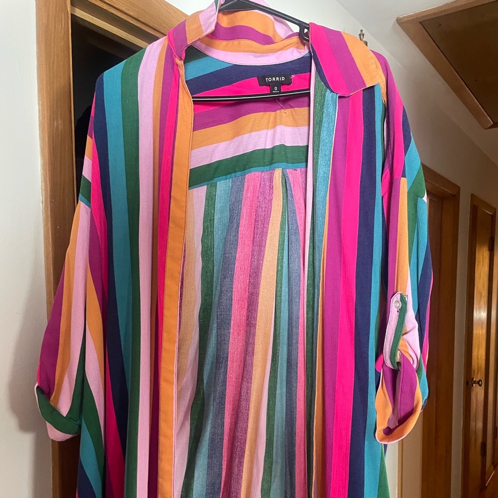 Torrid size 0 (plus size) striped long shirt